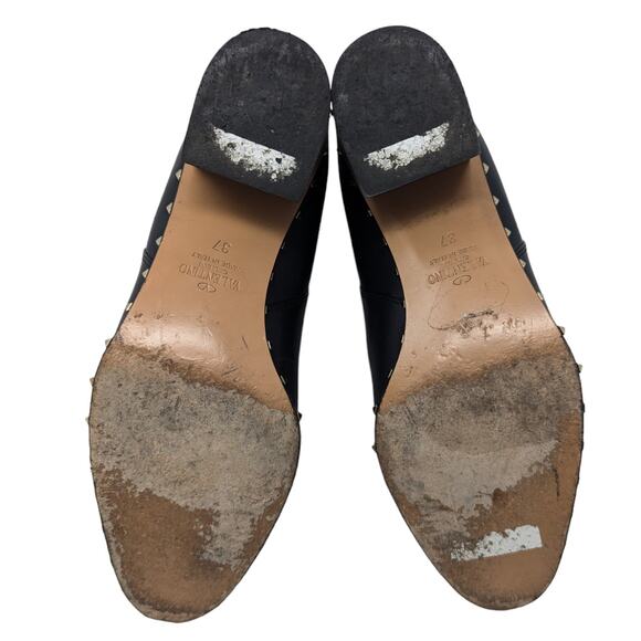 Valentino Rockstud Chelsea Boots EU 37 US 7 Black Leather Studded Block Heel - Picture 6 of 7